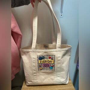 L.L. Bean Boat and  Tote with Colorful Embroidered Patch long handles small